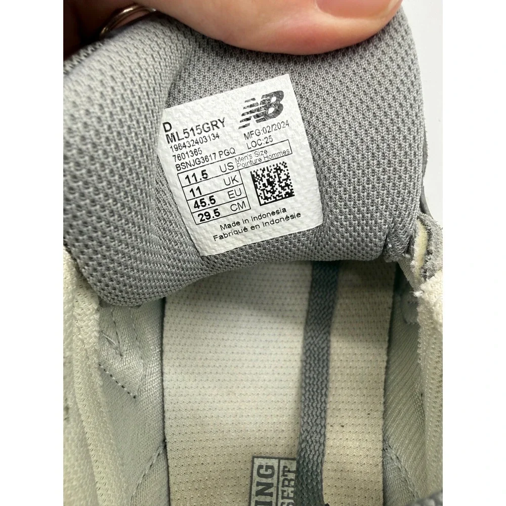 New Balance 515 Sneakers Mens 11.5 Grey Excellent ML515GRY Athletic Shoes